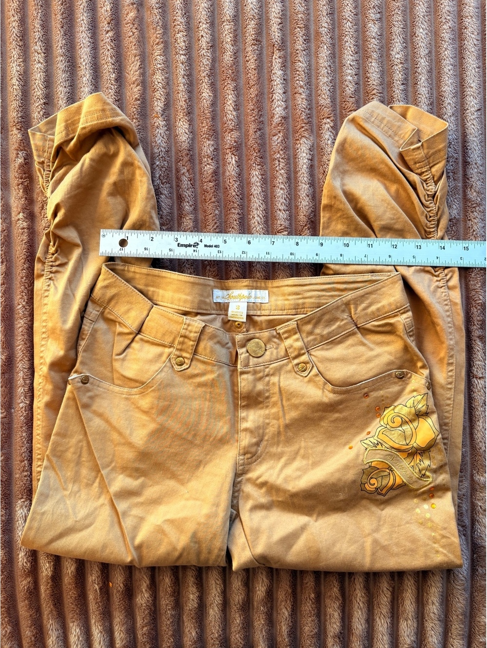 Y2K Southpole Gold/Beige Capri Runched Pants #12